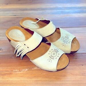 Sergio Tomani lt sage green suede slide in wedges with slight platform size 40